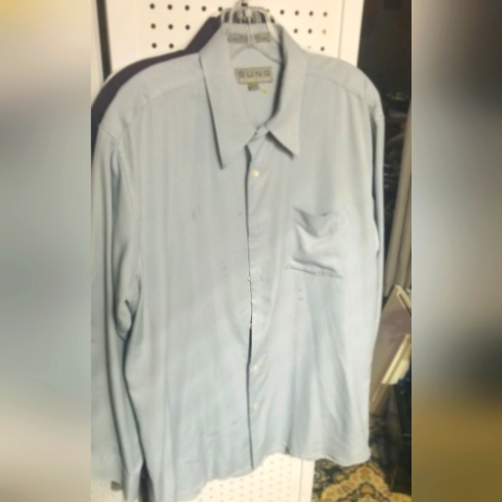 Light blue Alfred Sung Button down shirt for Men!